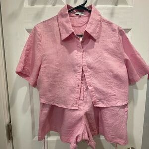 Linen Top Set in Pink